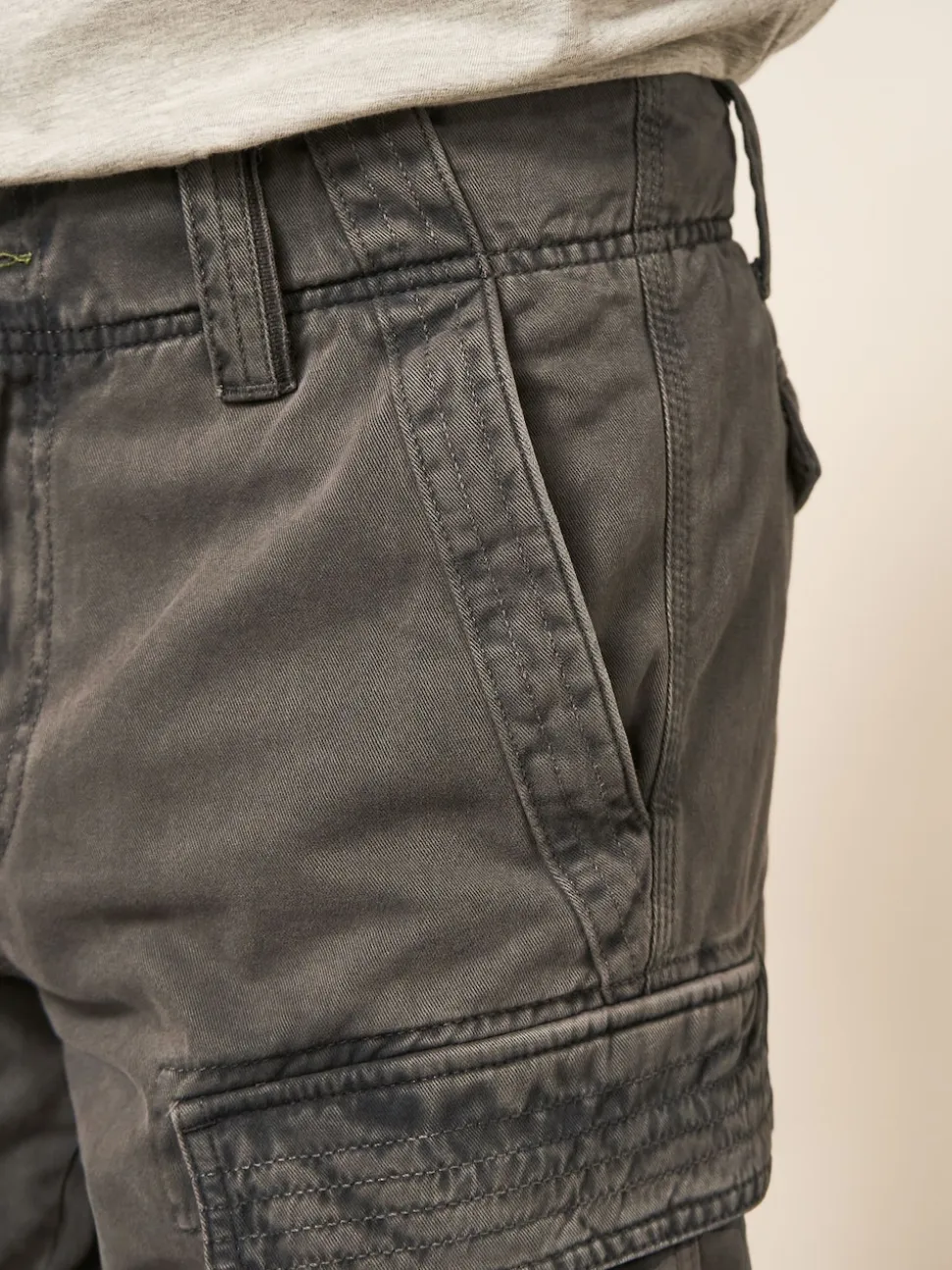 White Stuff Grey 100% Cotton Halsall Cargo Shorts