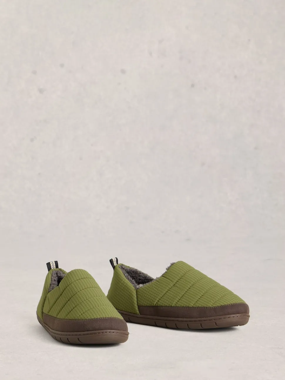White Stuff Light Green Nylon Puffer Slippers