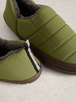 White Stuff Light Green Nylon Puffer Slippers