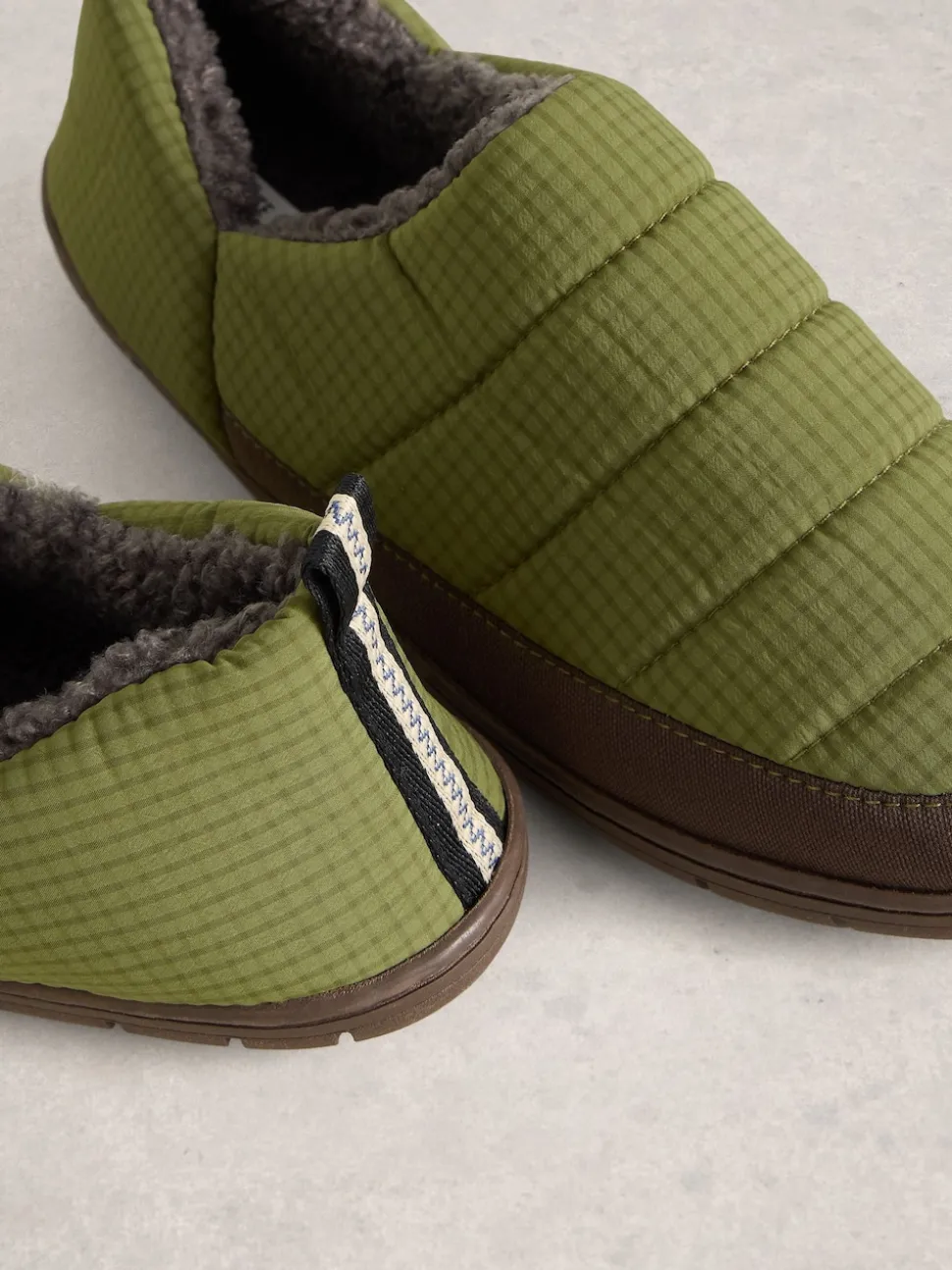 White Stuff Light Green Nylon Puffer Slippers