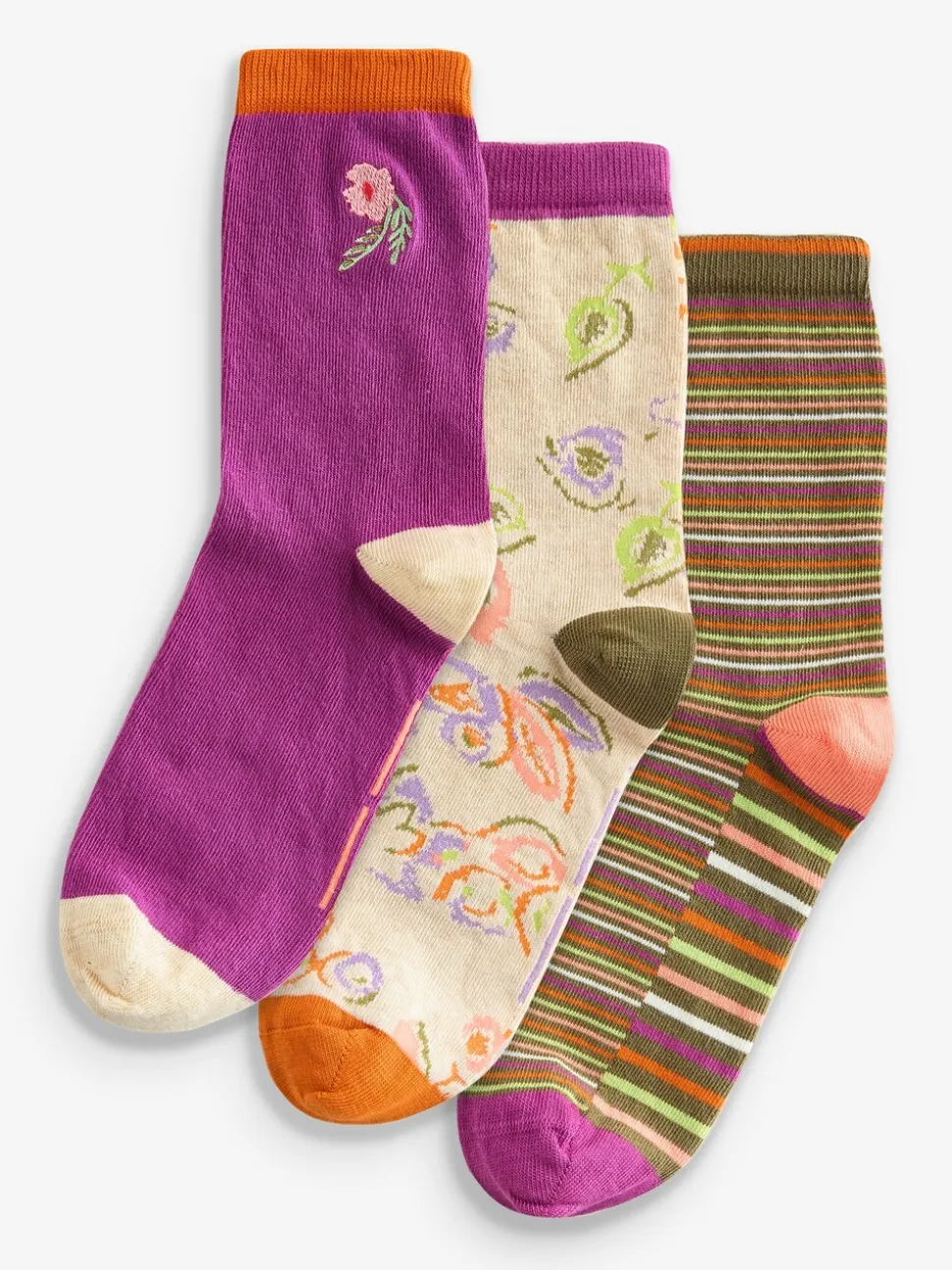 White Stuff Plum Purple Bicycle Geo Socks 3 Pack