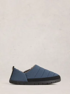 White Stuff Teal Blue Nylon Puffer Slippers