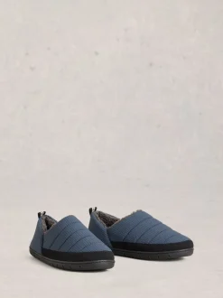White Stuff Teal Blue Nylon Puffer Slippers