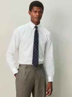 White Texture Smart Cotton Rich Trimmed Textured Shirt