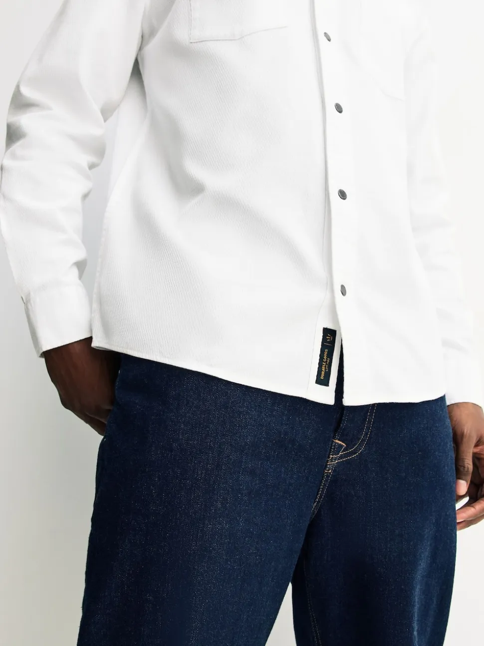 White Twin Pocket Western Style Long Sleeve Shirt