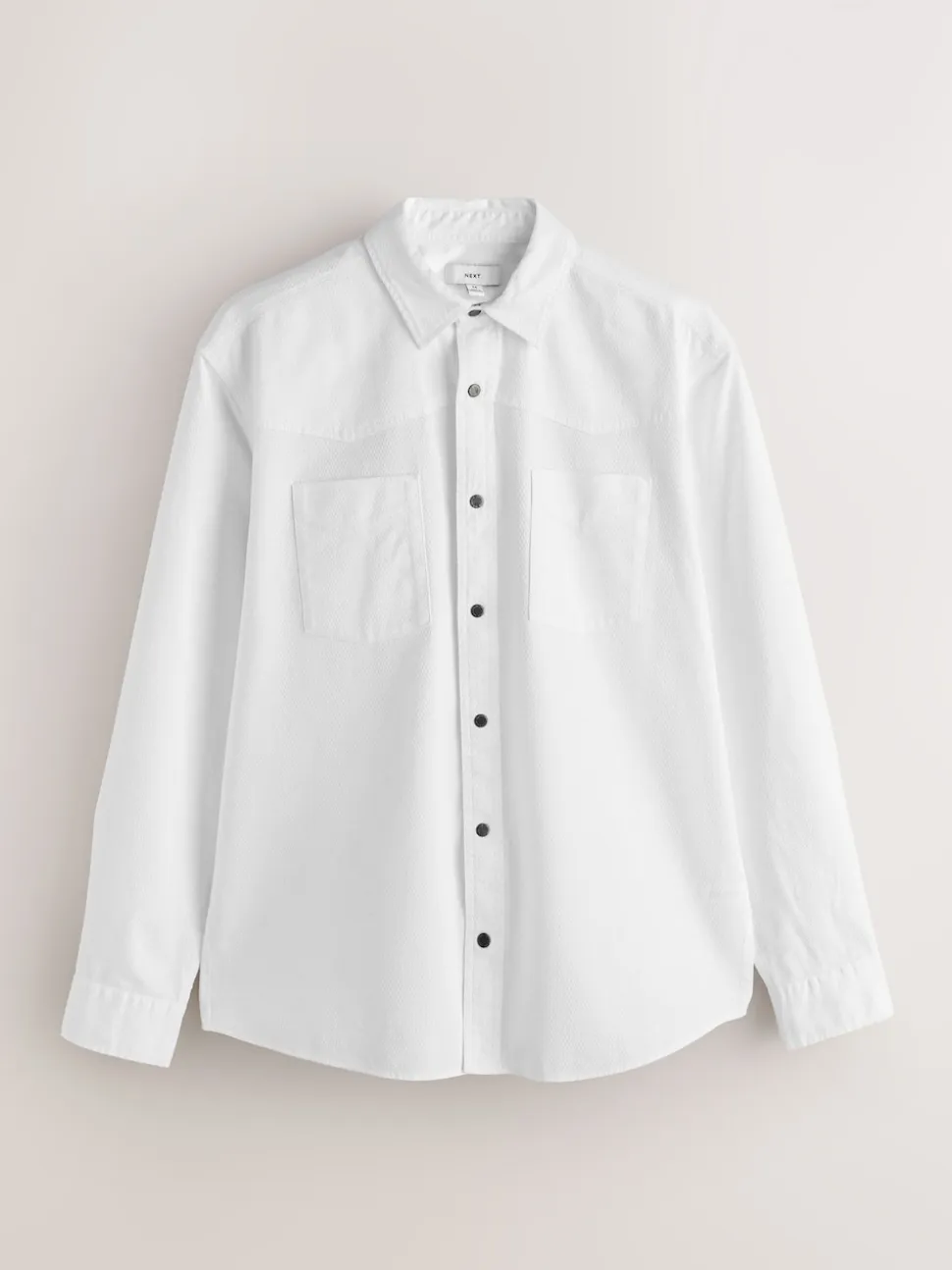 White Twin Pocket Western Style Long Sleeve Shirt