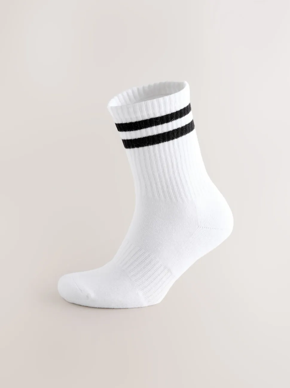 White With Black Stripe Sports Socks 4 Pack