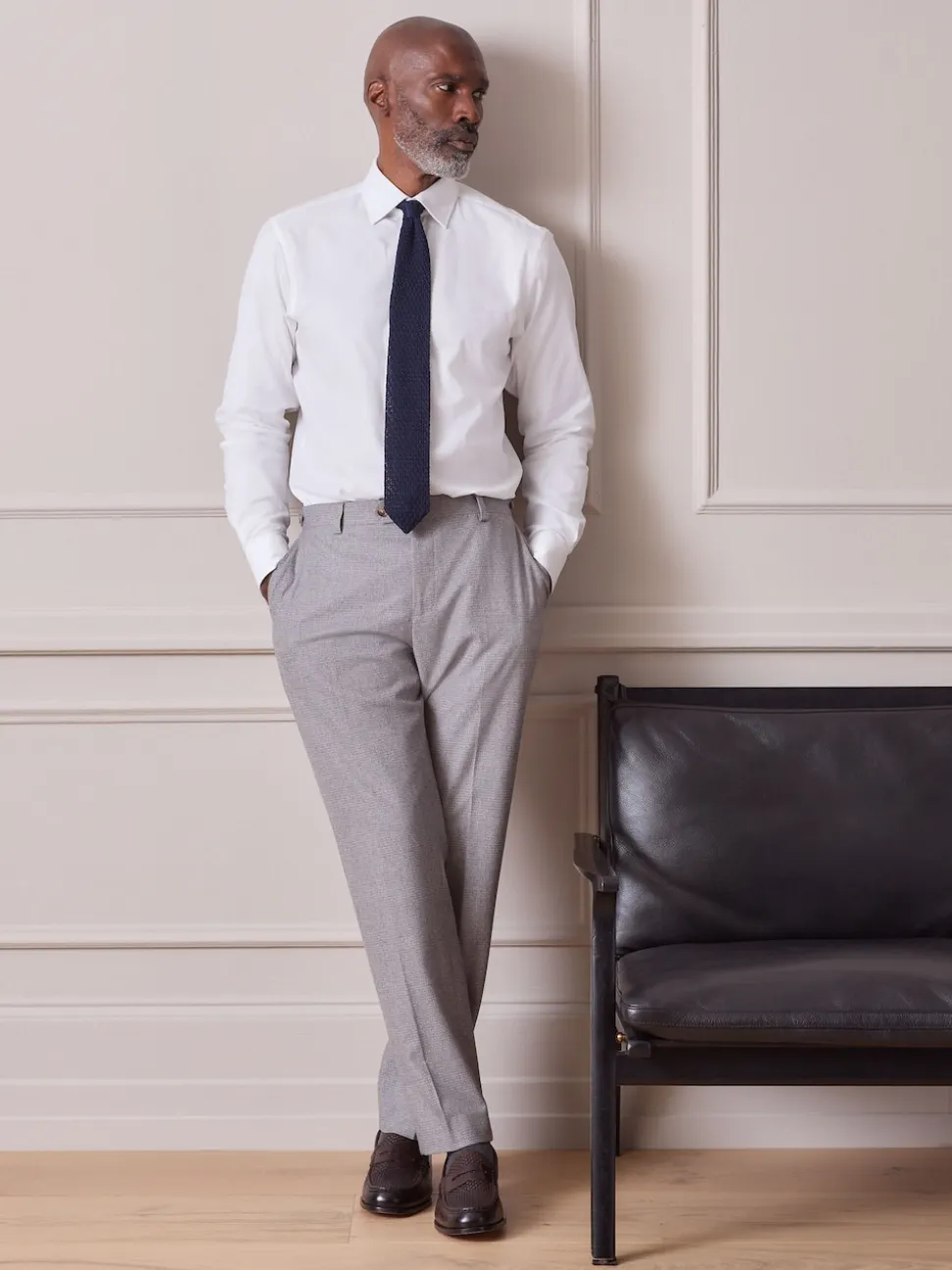 White With Trim Slim Fit Signature Textured Long Sleeve Shirt