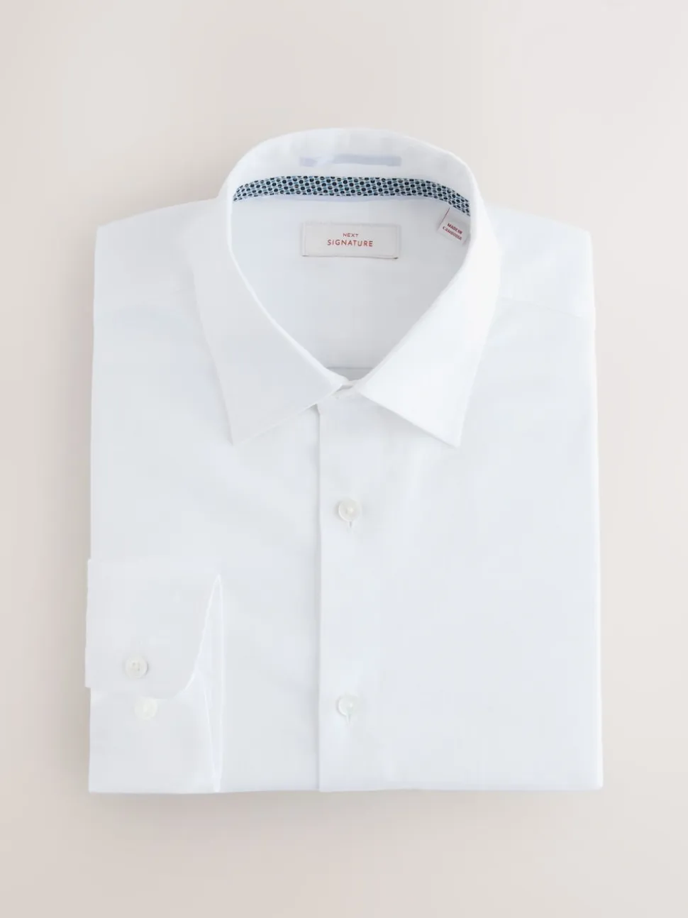 White With Trim Slim Fit Signature Textured Long Sleeve Shirt