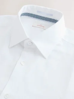 White With Trim Slim Fit Signature Textured Long Sleeve Shirt