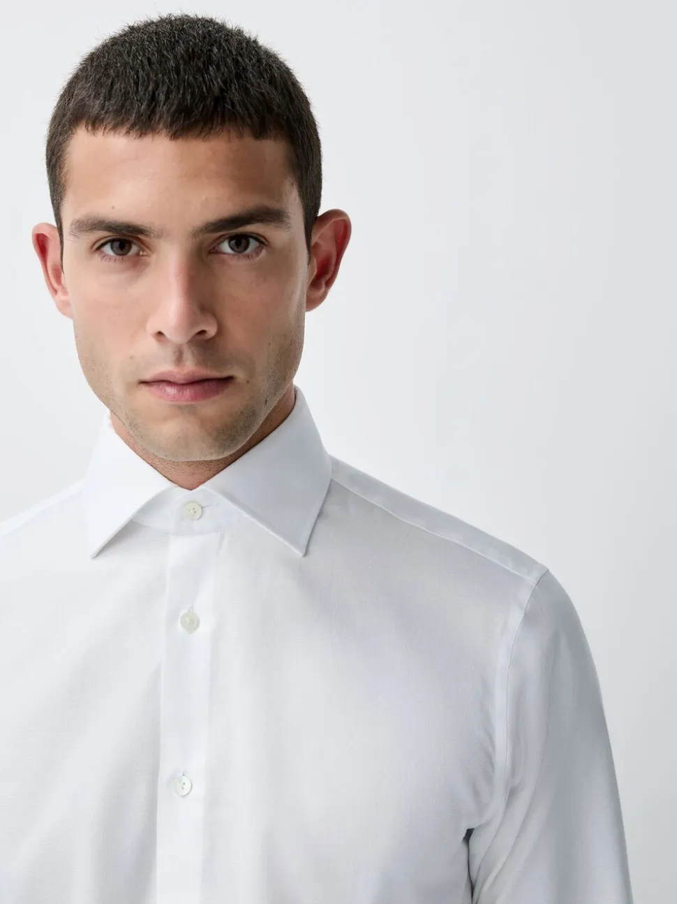 White With Trim Slim Fit Signature Textured Smart Shirt
