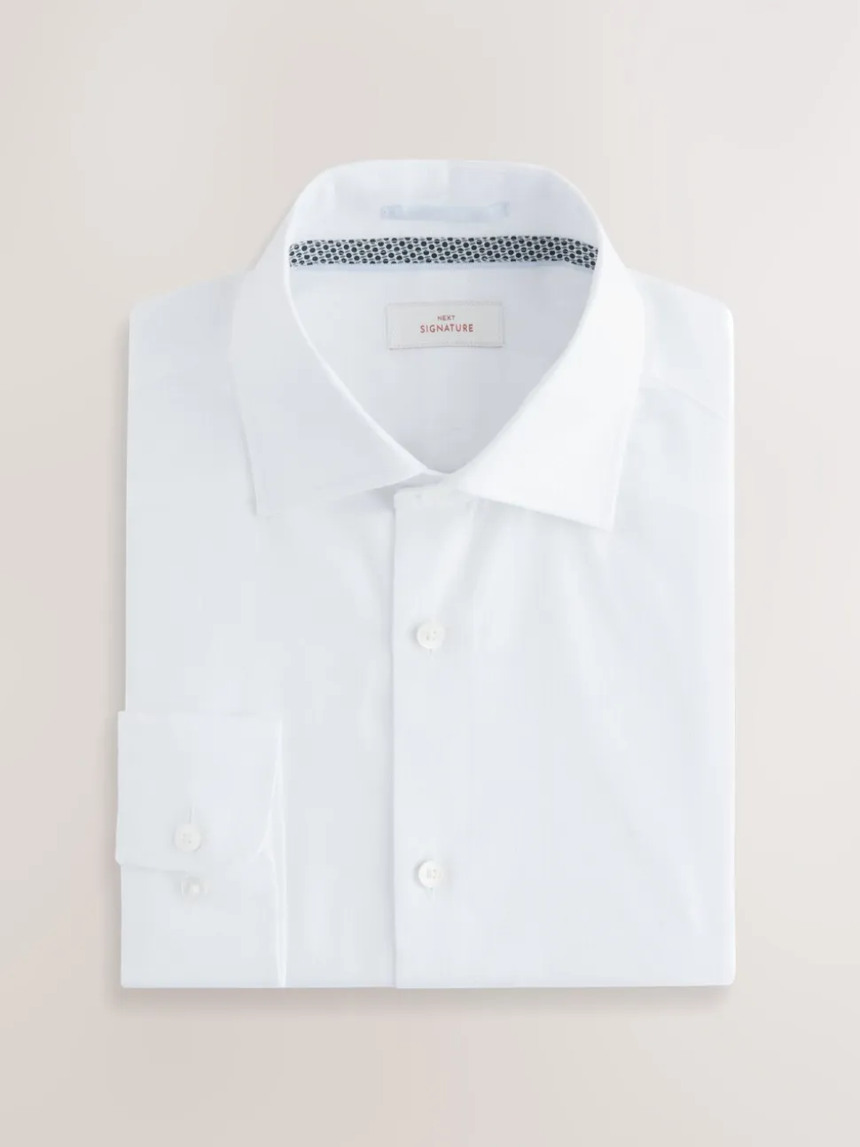 White With Trim Slim Fit Signature Textured Smart Shirt