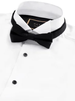 White/Black Slim Fit Single Cuff Shirt And Bow Tie Pack