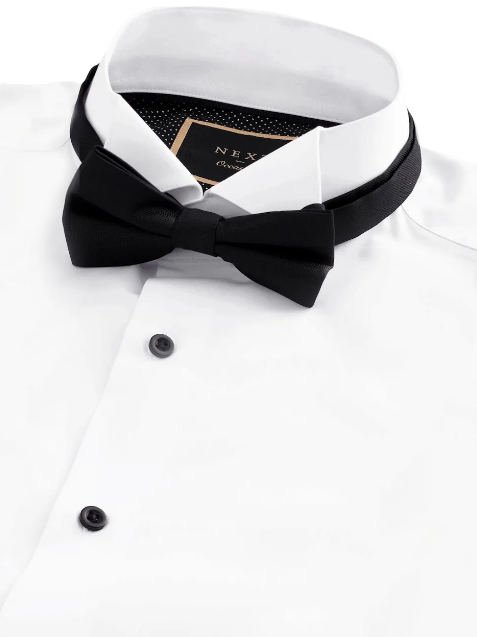 White/Black Slim Fit Single Cuff Shirt And Bow Tie Pack