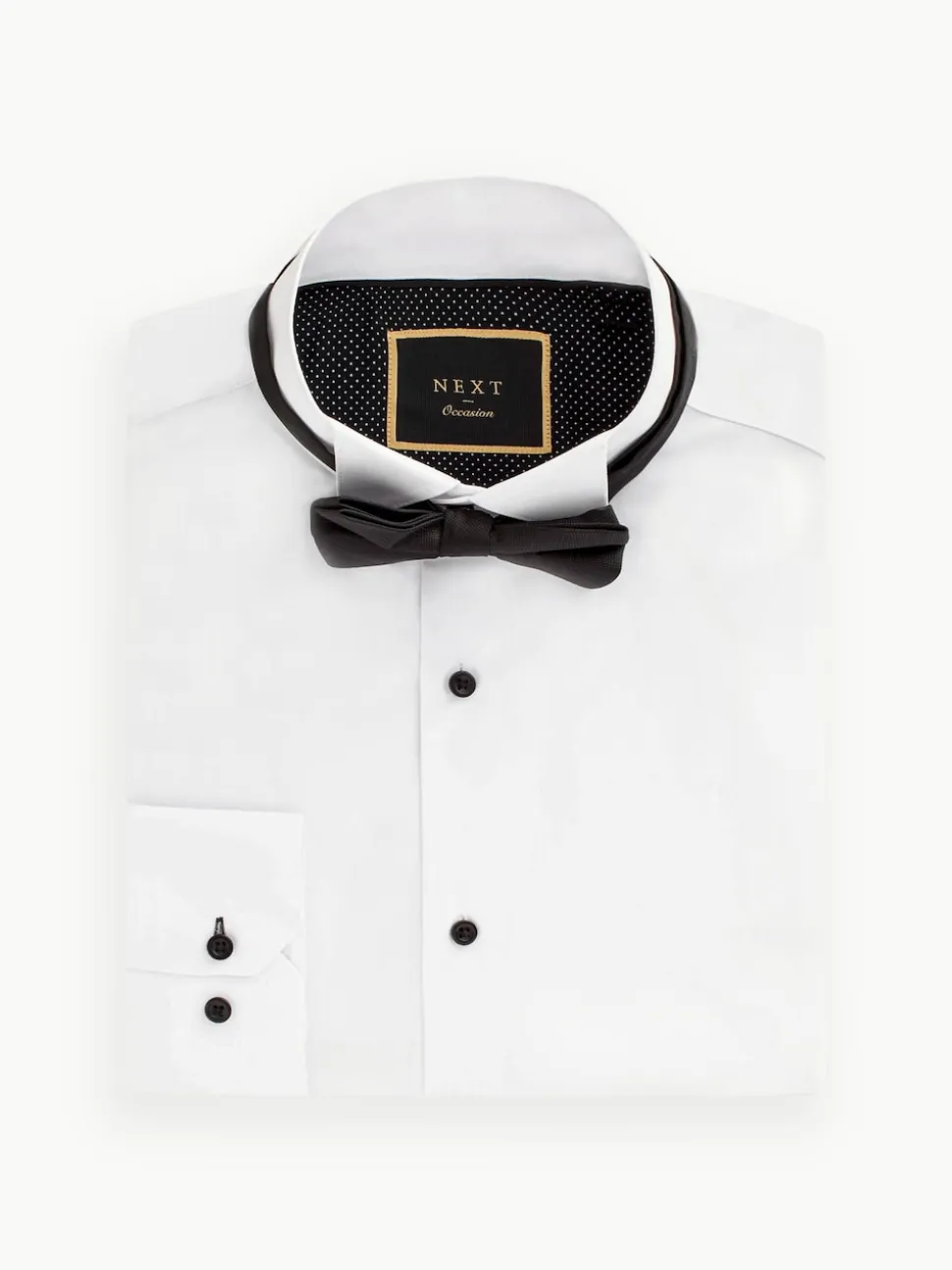 White/Black Slim Fit Single Cuff Shirt And Bow Tie Pack