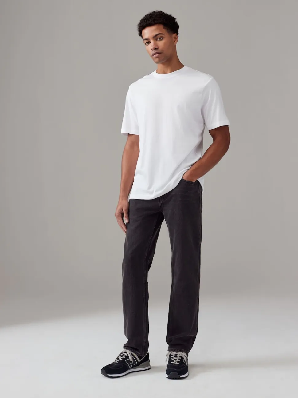 White/Black/Navy Regular Fit Essential Cotton T-Shirts 6 Pack