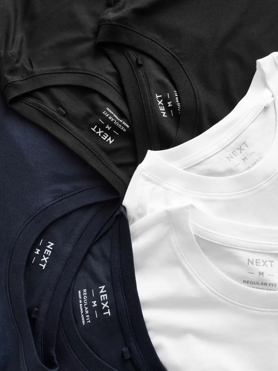 White/Black/Navy Regular Fit Essential Cotton T-Shirts 6 Pack