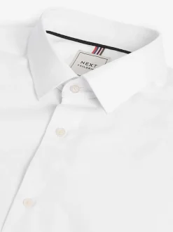 White/Blue Slim Fit Easy Care Textured Single Cuff Smart Shirts 3 Pack