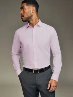 White/Blue Slim Fit Easy Care Textured Single Cuff Smart Shirts 3 Pack