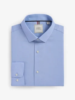 White/Blue Slim Fit Easy Care Textured Single Cuff Smart Shirts 3 Pack