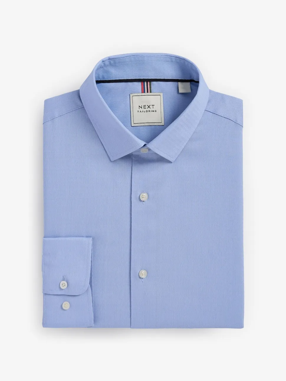 White/Blue Slim Fit Easy Care Textured Single Cuff Smart Shirts 3 Pack
