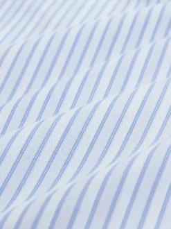 White/Blue Stripe Regular Fit Cotton Rich Long Sleeve Formal Shirt