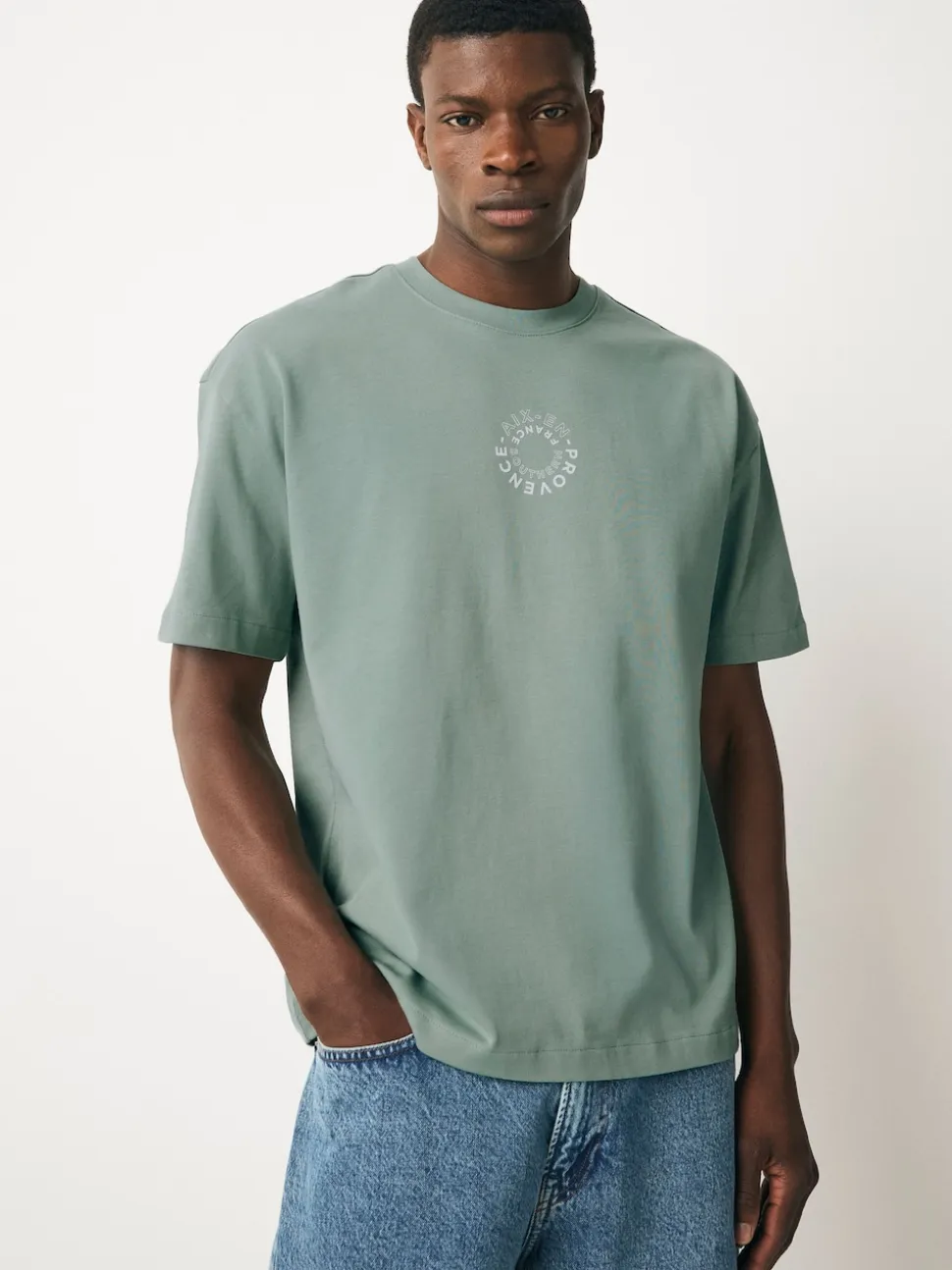 White/Green/Neutral Relaxed Fit Graphic Print Heavyweight T-Shirt