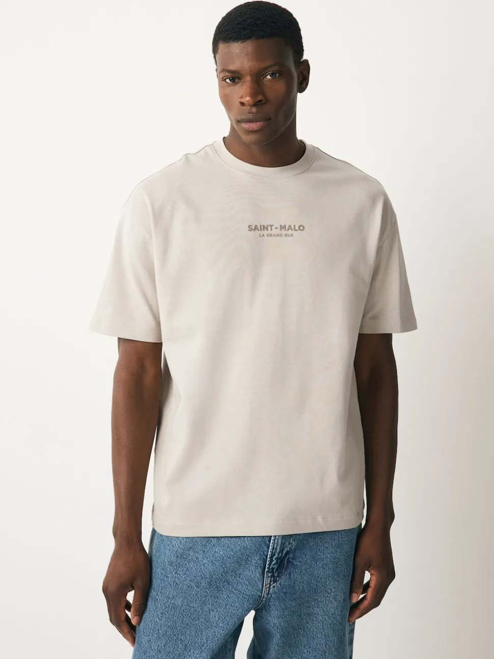 White/Green/Neutral Relaxed Fit Graphic Print Heavyweight T-Shirt