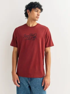 White/Grey/Rust Red Regular Fit Graphic Print T-Shirts 3 Pack