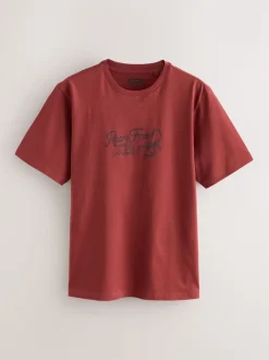 White/Grey/Rust Red Regular Fit Graphic Print T-Shirts 3 Pack