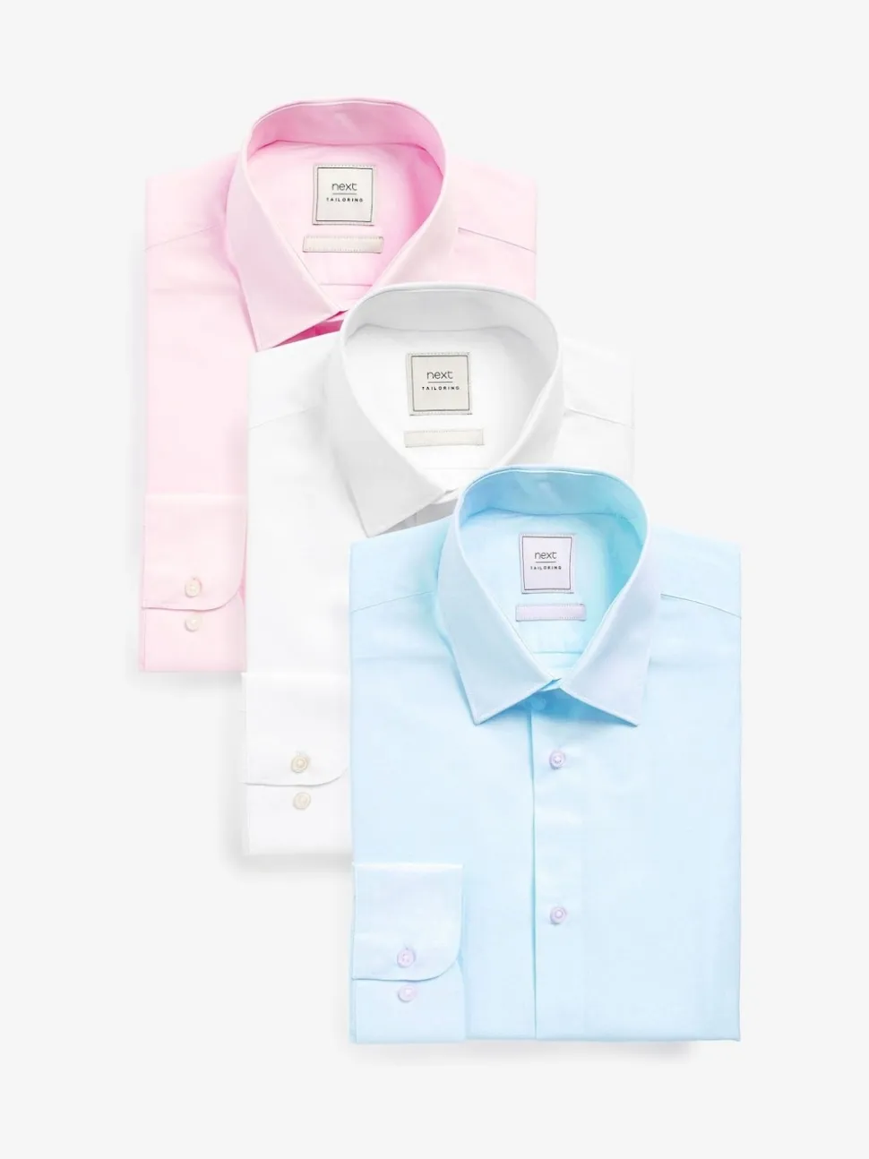 White/Light Blue/Light Pink Slim Fit Easy Care Single Cuff Oxford Smart Shirts 3 Pack