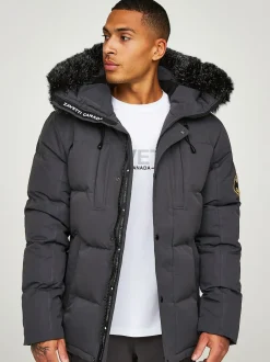 Zavetti Canada Mens Oshawa 2.0 Puffer Parka Jacket with Detachable Faux Fur