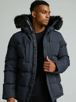 Zavetti Canada Mens Oshawa 2.0 Puffer Parka Jacket with Detachable Faux Fur